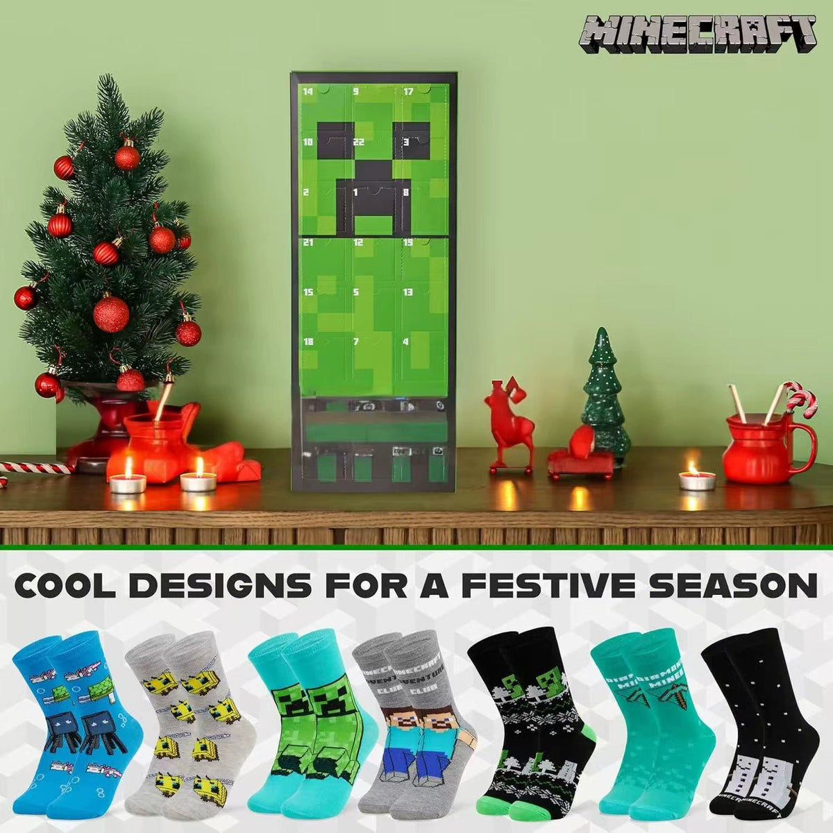 Minecraft Socks of Advent Calendar, 12-24 Days Christmas Gift 2026