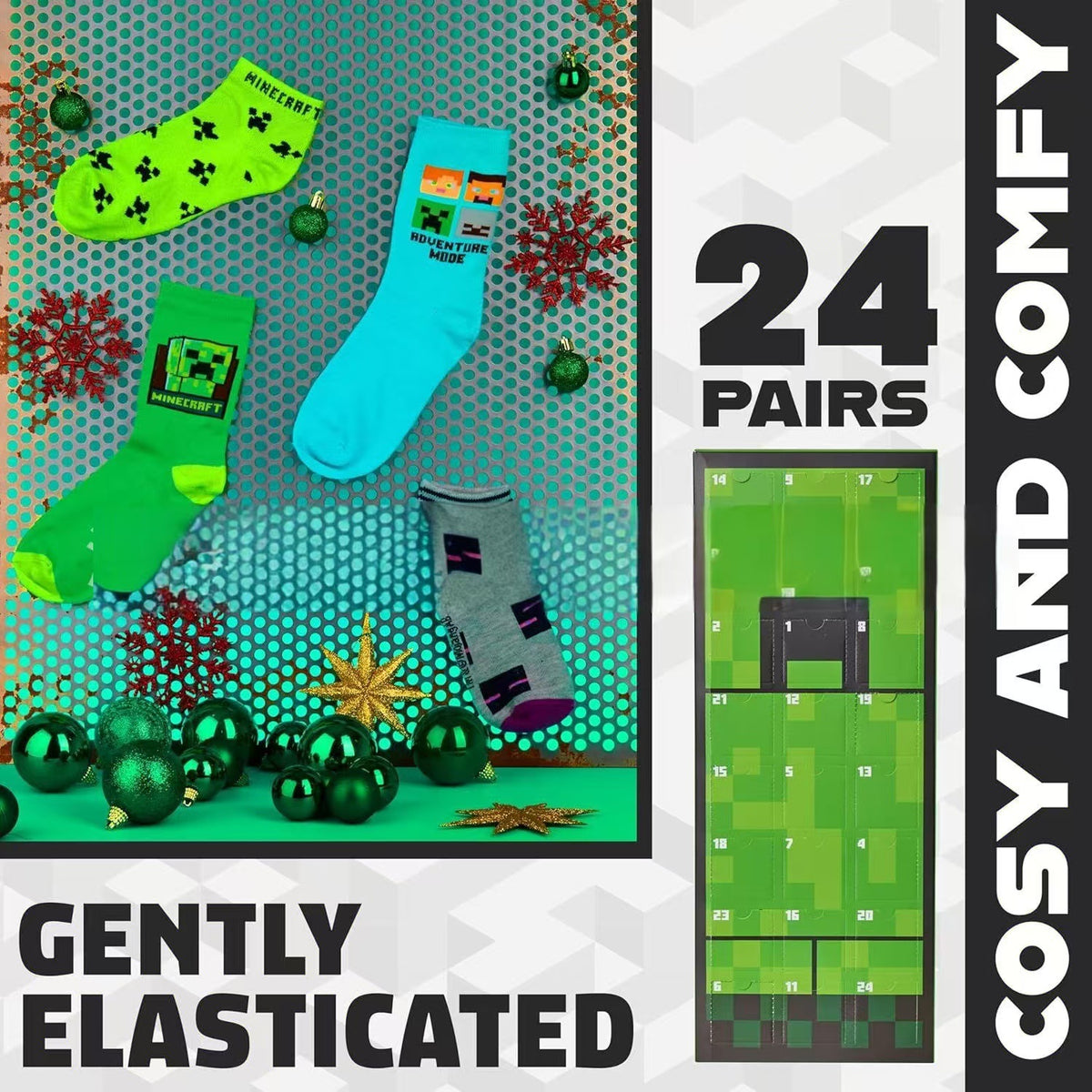 Minecraft Socks of Advent Calendar, 12-24 Days Christmas Gift 2026