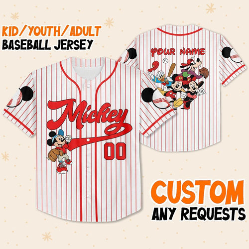 Personalize Disney Mickey Mouse Friends Custom Name Baseball Jersey TT0924-9VUX62V8