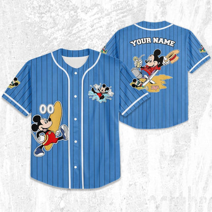 Personalize Disney Mickey Mouse Summer Blue White Baseball Jersey TT1024-PMSDCK9V