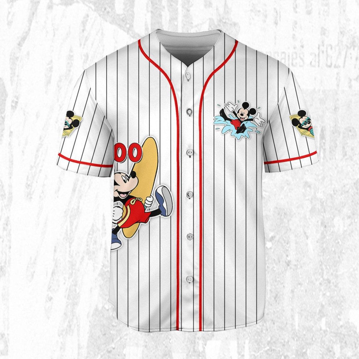 Personalize Disney Mickey Mouse Summer White Red Baseball Jersey TT1024-YX0331YW