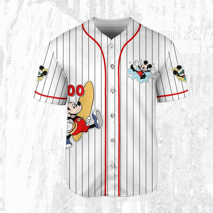 Personalize Disney Mickey Mouse Summer White Red Baseball Jersey TT1024-YX0331YW