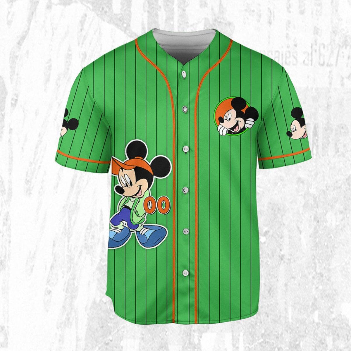 Personalize Disney Mickey Mouse Young Green Orange Baseball Jersey TT1024-IN1P7ZV3