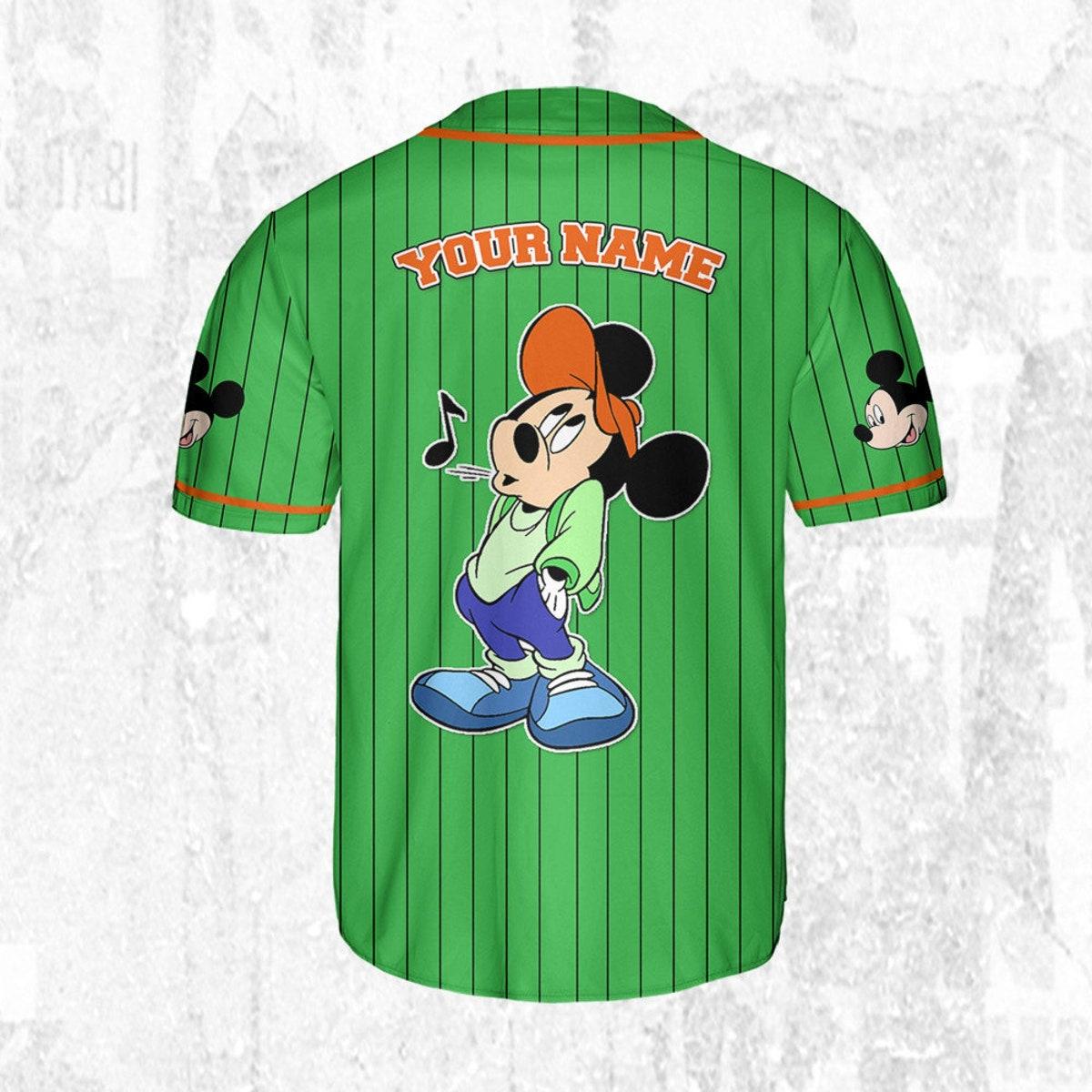 Personalize Disney Mickey Mouse Young Green Orange Baseball Jersey TT1024-IN1P7ZV3