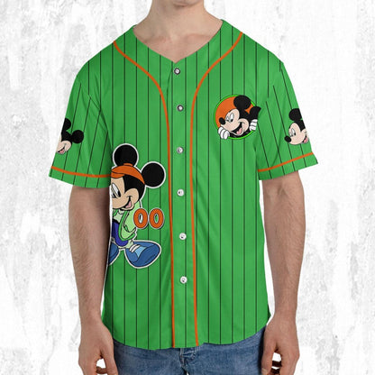 Personalize Disney Mickey Mouse Young Green Orange Baseball Jersey TT1024-IN1P7ZV3