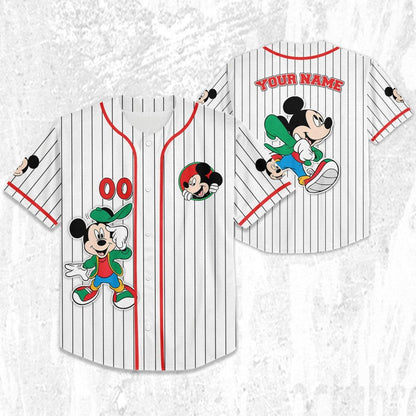 Personalize Disney Mickey Mouse Young Smile White Red Baseball Jersey TT1024-HFDD25BI