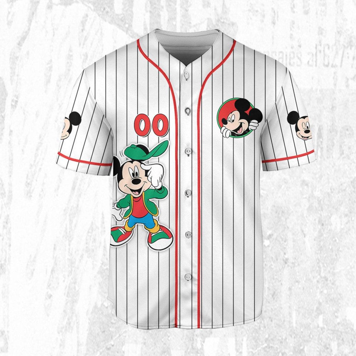 Personalize Disney Mickey Mouse Young Smile White Red Baseball Jersey TT1024-HFDD25BI