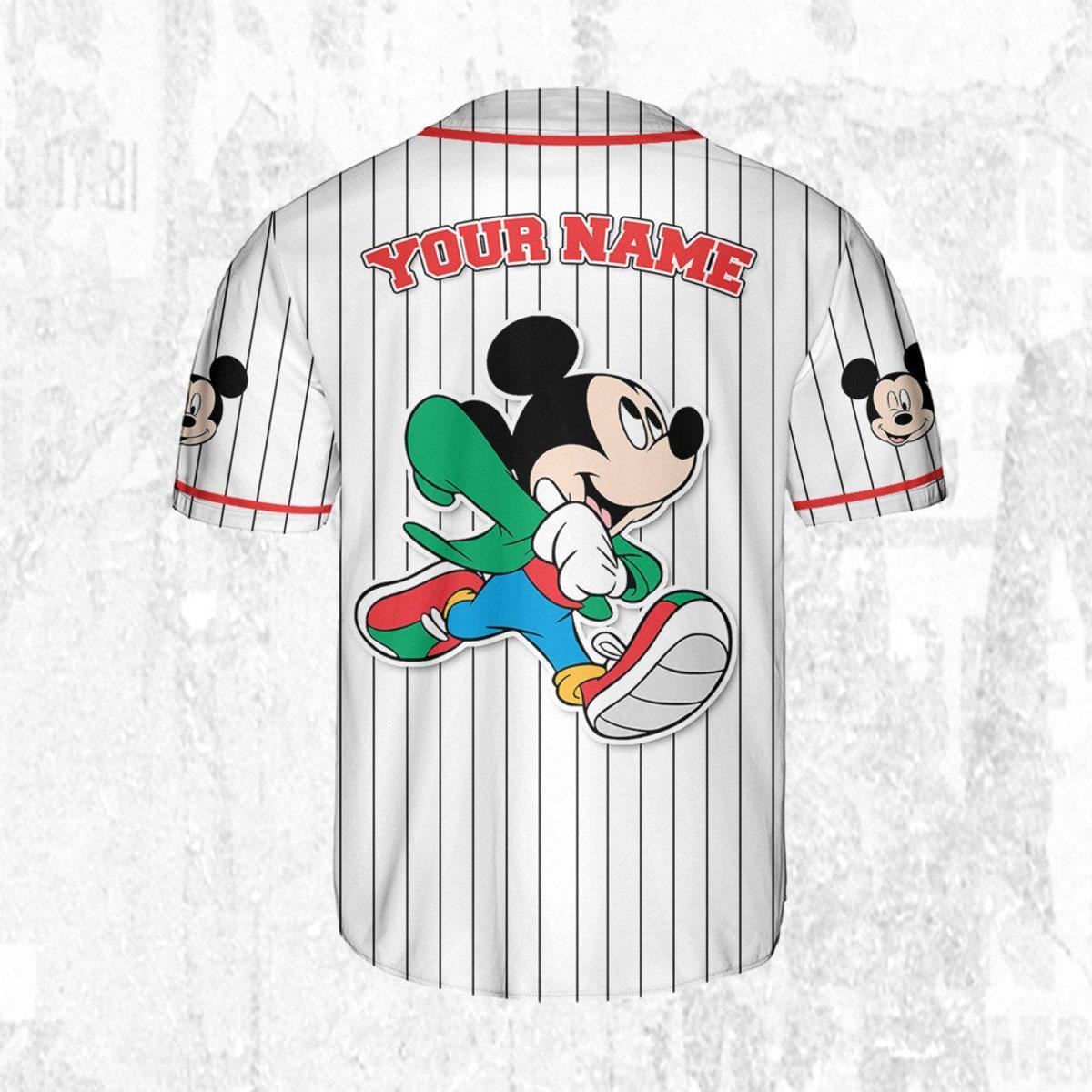 Personalize Disney Mickey Mouse Young Smile White Red Baseball Jersey TT1024-HFDD25BI