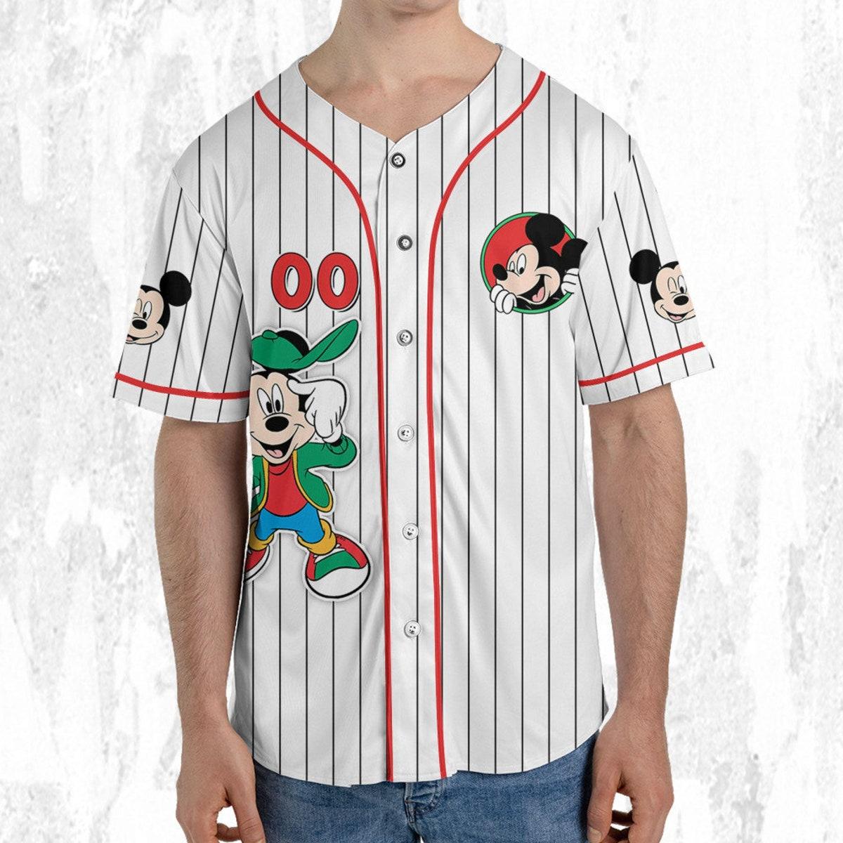 Personalize Disney Mickey Mouse Young Smile White Red Baseball Jersey TT1024-HFDD25BI