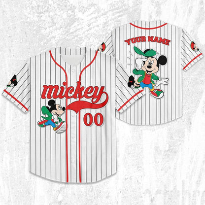 Personalize Disney Mickey Mouse Young White Red Baseball Jersey TT1024-9K4GM3UR