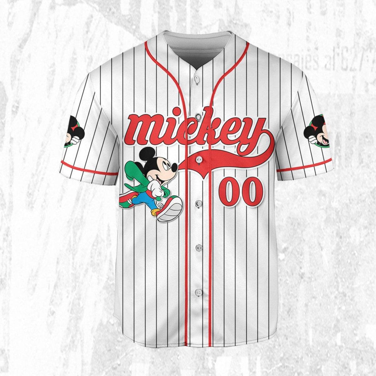 Personalize Disney Mickey Mouse Young White Red Baseball Jersey TT1024-9K4GM3UR