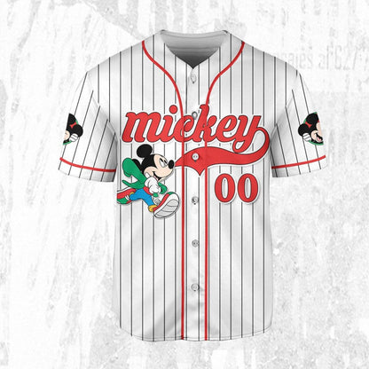 Personalize Disney Mickey Mouse Young White Red Baseball Jersey TT1024-9K4GM3UR