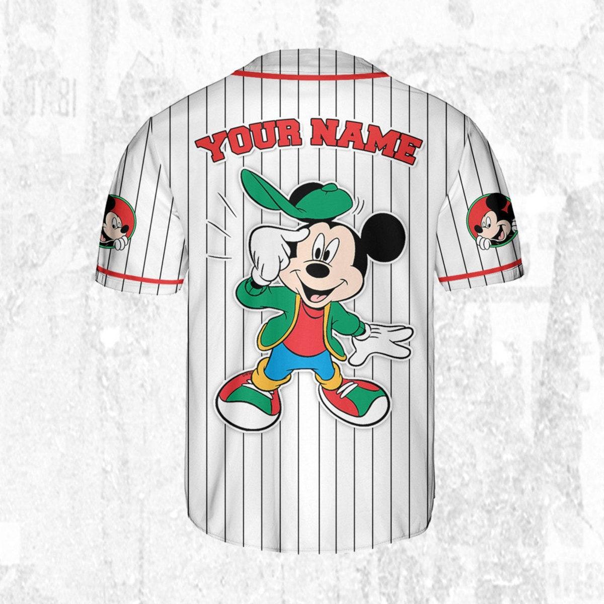 Personalize Disney Mickey Mouse Young White Red Baseball Jersey TT1024-9K4GM3UR