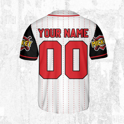 Personalize Disney Mickey Play Baseball Red White Baseball Jersey TT1024-6D55ZW0M