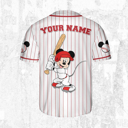 Personalize Mickey Baseball Fire Red White Baseball Jersey TT1024-YLUTRXWB
