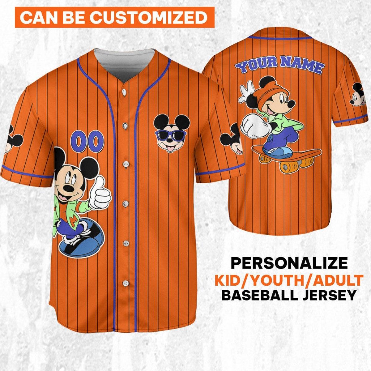 Personalize Mickey Mouse Happy Young Orange Blue Dark Baseball Jersey TT1024-RCW931NI