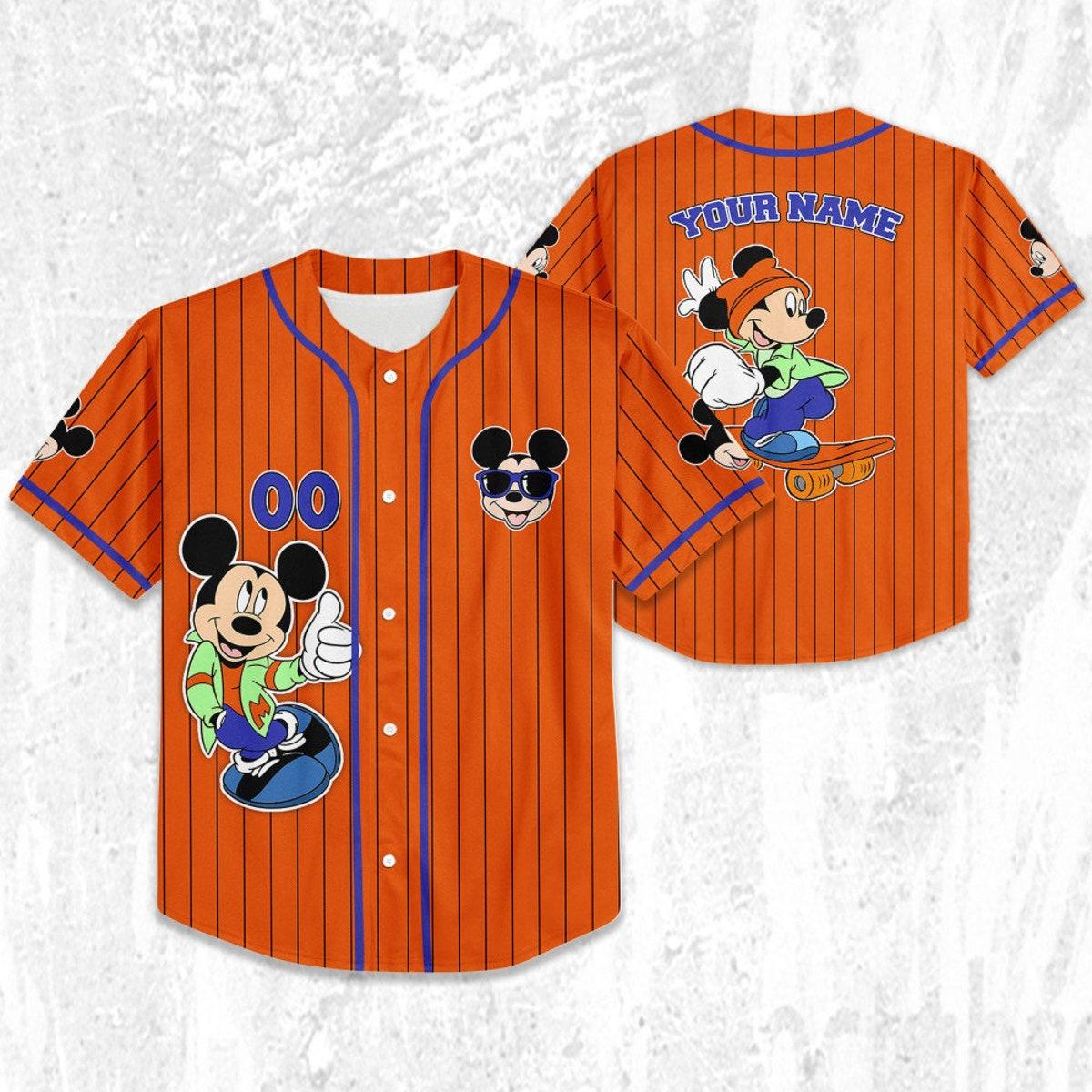 Personalize Mickey Mouse Happy Young Orange Blue Dark Baseball Jersey TT1024-RCW931NI