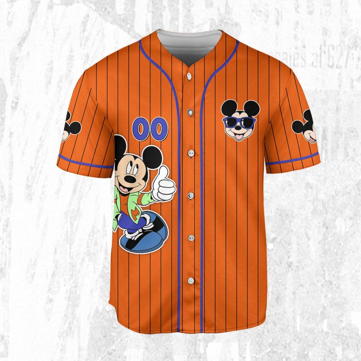 Personalize Mickey Mouse Happy Young Orange Blue Dark Baseball Jersey TT1024-RCW931NI