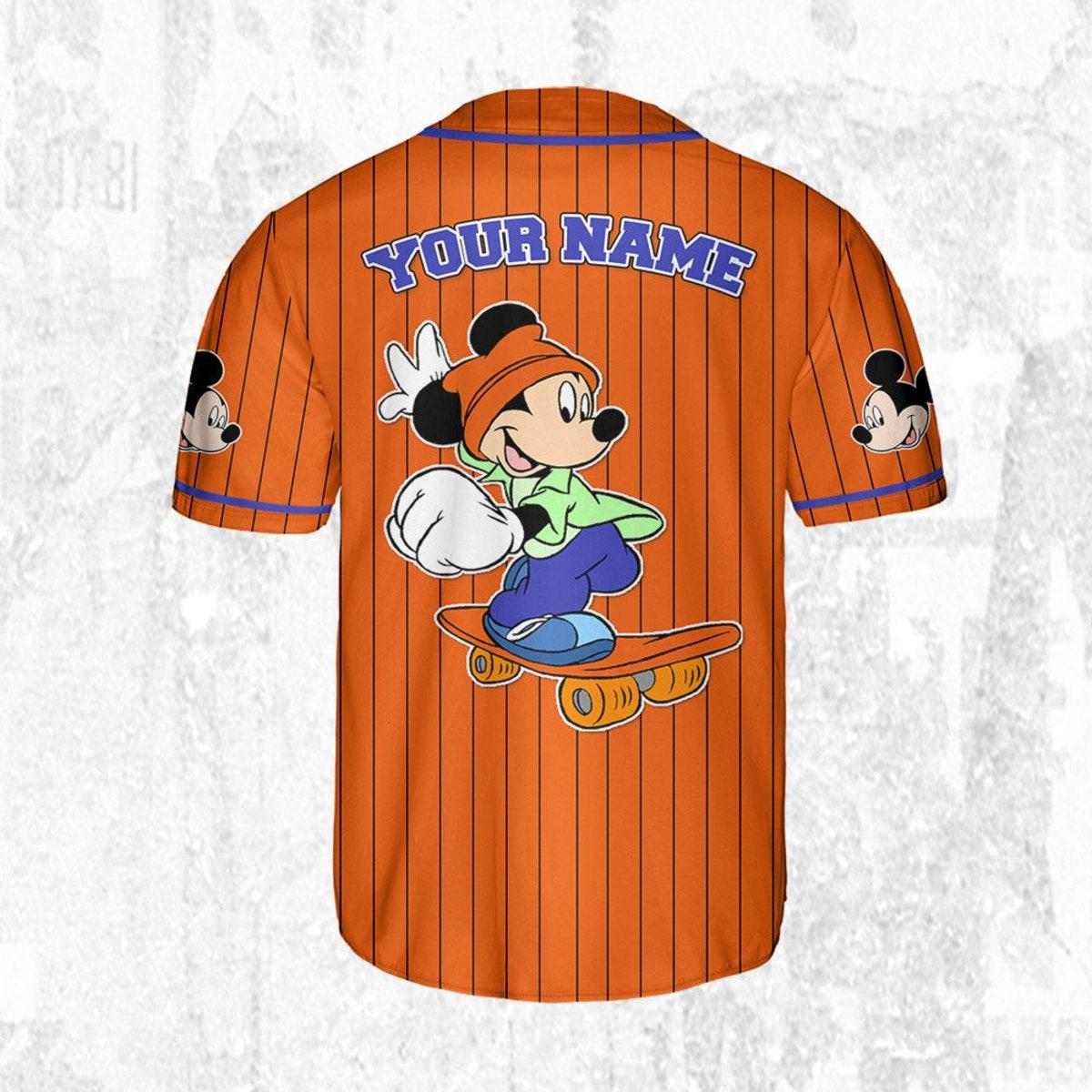 Personalize Mickey Mouse Happy Young Orange Blue Dark Baseball Jersey TT1024-RCW931NI