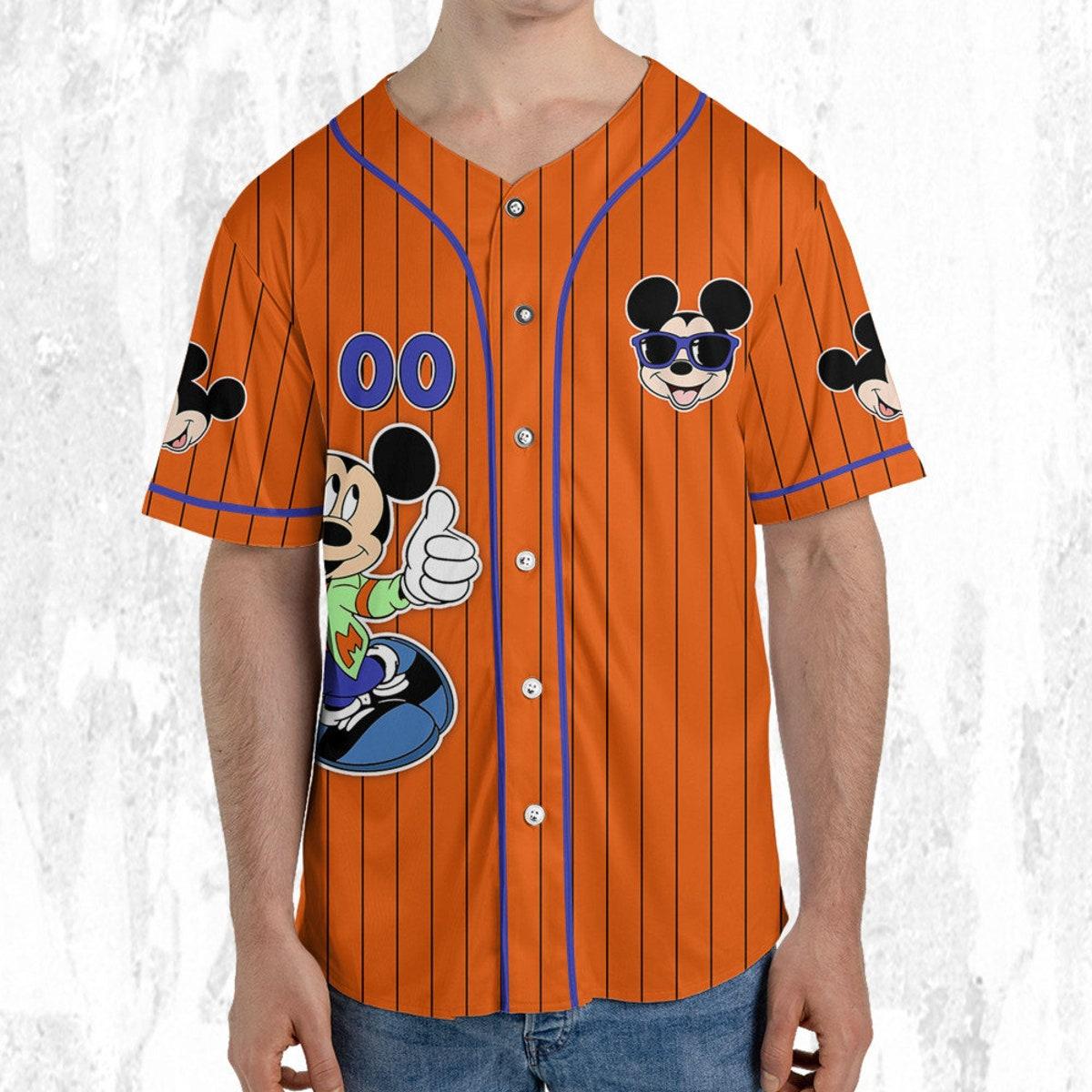 Personalize Mickey Mouse Happy Young Orange Blue Dark Baseball Jersey TT1024-RCW931NI