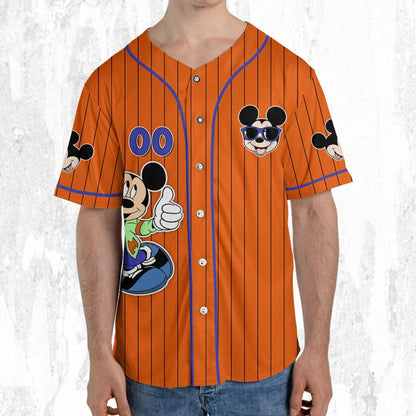 Personalize Mickey Mouse Happy Young Orange Blue Dark Baseball Jersey TT1024-RCW931NI