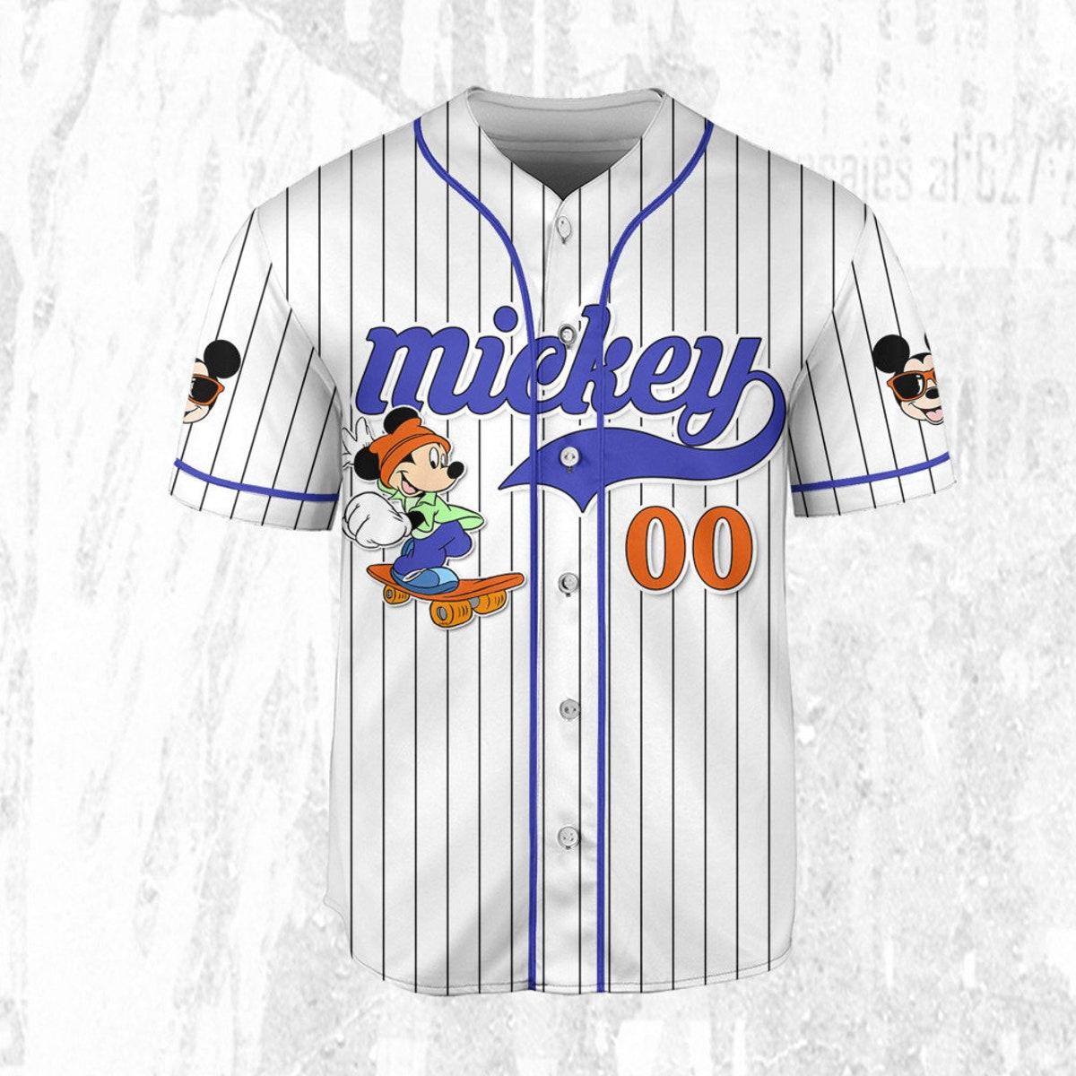 Personalize Mickey Mouse Happy Young White Blue Dark Baseball Jersey TT1024-ONDOZBB8