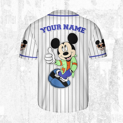 Personalize Mickey Mouse Happy Young White Blue Dark Baseball Jersey TT1024-ONDOZBB8