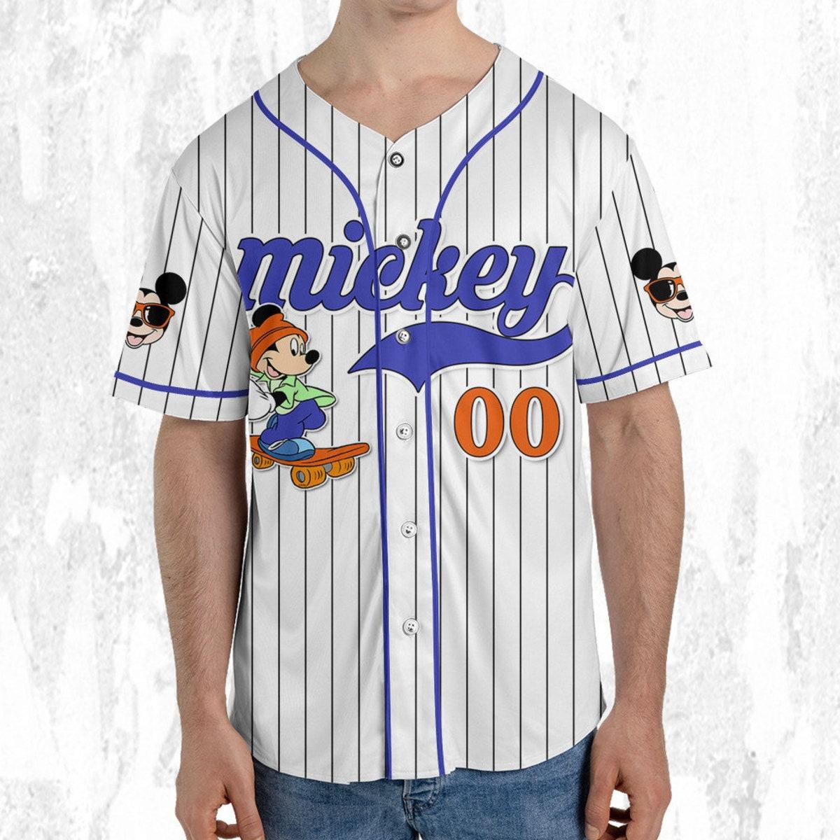 Personalize Mickey Mouse Happy Young White Blue Dark Baseball Jersey TT1024-ONDOZBB8