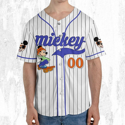 Personalize Mickey Mouse Happy Young White Blue Dark Baseball Jersey TT1024-ONDOZBB8