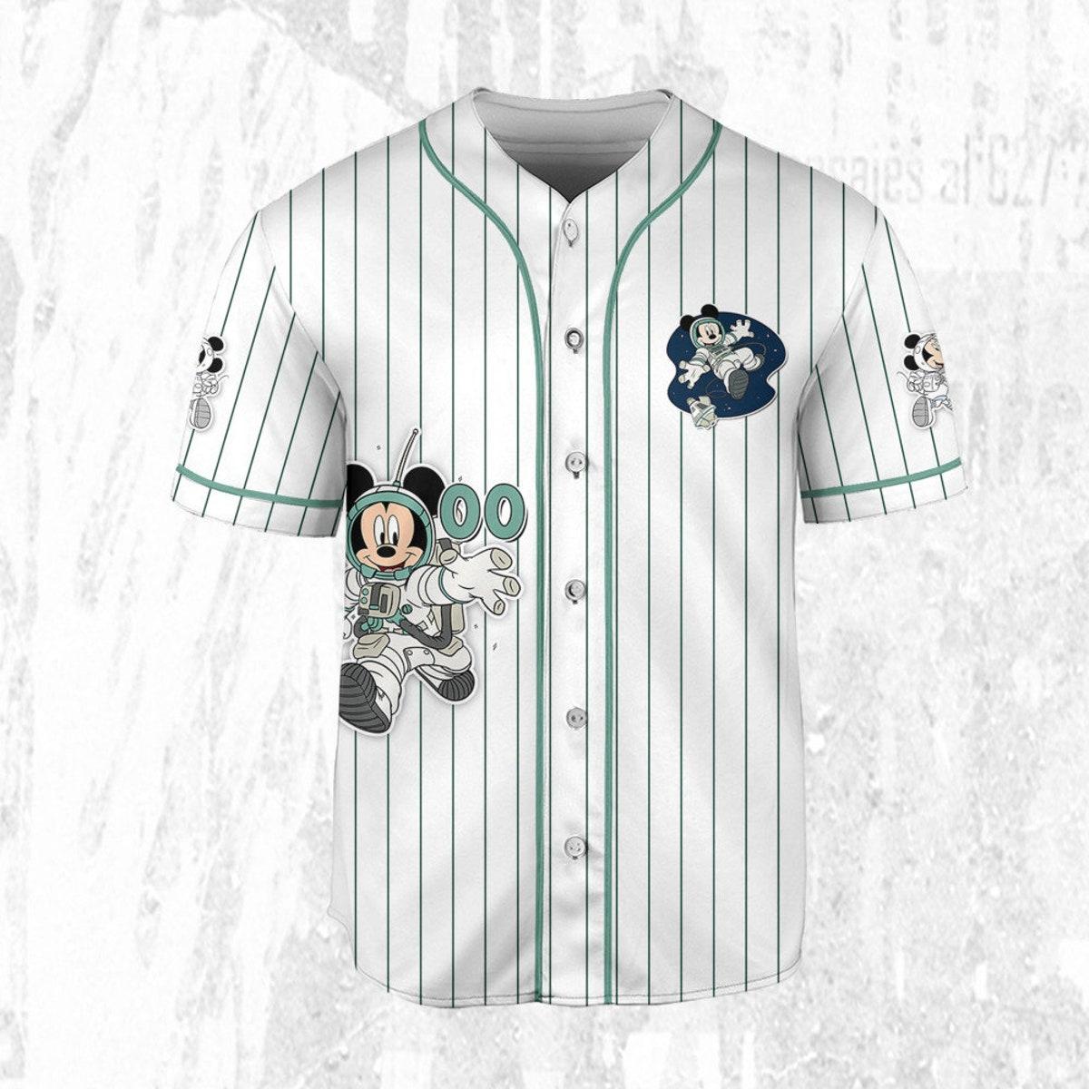 Personalize Mickey Mouse Space Space Travel White Blue Baseball Jersey TT1024-PQ7N4G76
