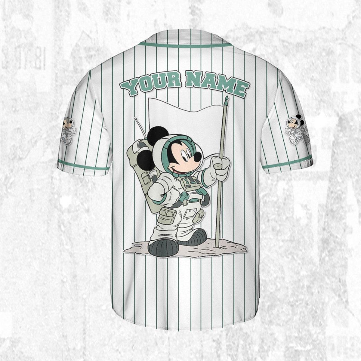 Personalize Mickey Mouse Space Space Travel White Blue Baseball Jersey TT1024-PQ7N4G76