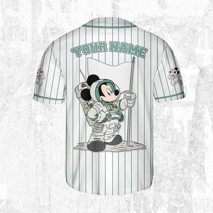 Personalize Mickey Mouse Space Space Travel White Blue Baseball Jersey TT1024-PQ7N4G76