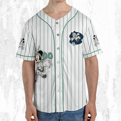 Personalize Mickey Mouse Space Space Travel White Blue Baseball Jersey TT1024-PQ7N4G76