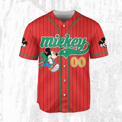 Personalize Mickey Mouse Young White Red Dark Green Baseball Jersey TT1024-35M7R9PX