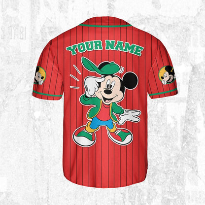 Personalize Mickey Mouse Young White Red Dark Green Baseball Jersey TT1024-35M7R9PX