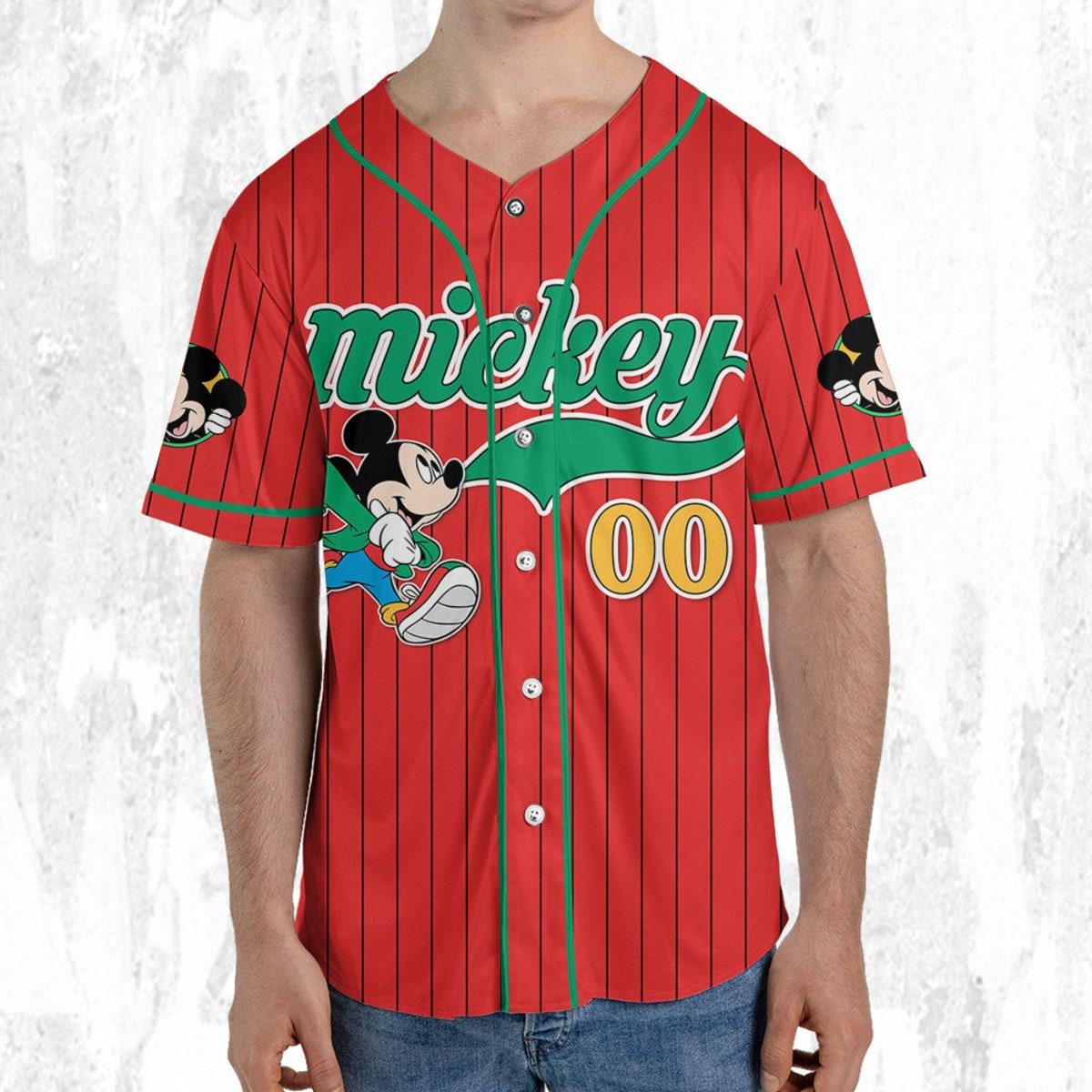 Personalize Mickey Mouse Young White Red Dark Green Baseball Jersey TT1024-35M7R9PX