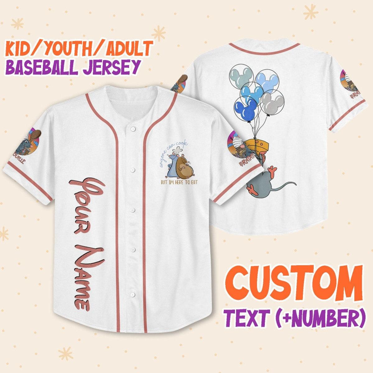 Personalized Ratatouille Remy Remy Little Chef Balloon Mickey Ears Baseball Jersey TT1024-PUCFKDVA
